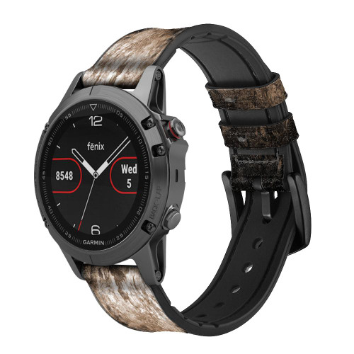 CA0067 Crâne Bracelet de montre intelligente en silicone et cuir pour Garmin Smartwatch