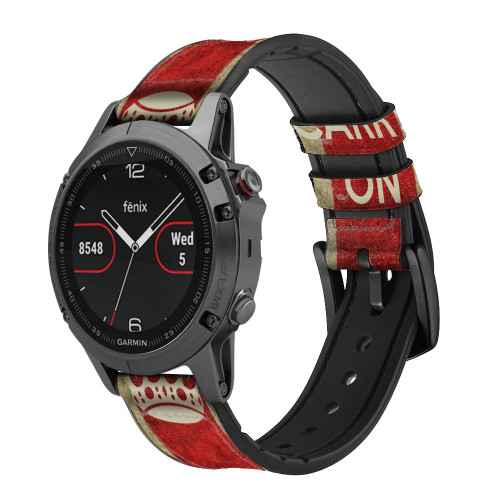 CA0087 Garder le calme et continuer Bracelet de montre intelligente en silicone et cuir pour Garmin Smartwatch