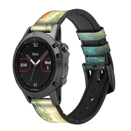 CA0124 Route à travers les bois Bracelet de montre intelligente en silicone et cuir pour Garmin Smartwatch