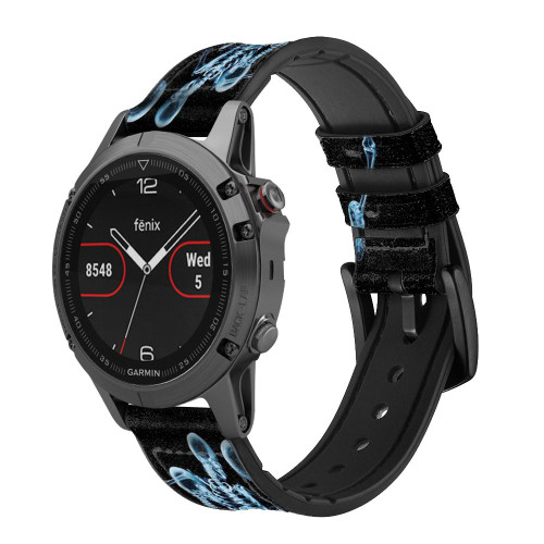 CA0151 Football X-ray Bracelet de montre intelligente en silicone et cuir pour Garmin Smartwatch