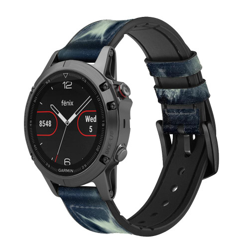 CA0173 Loup blanc Bracelet de montre intelligente en silicone et cuir pour Garmin Smartwatch