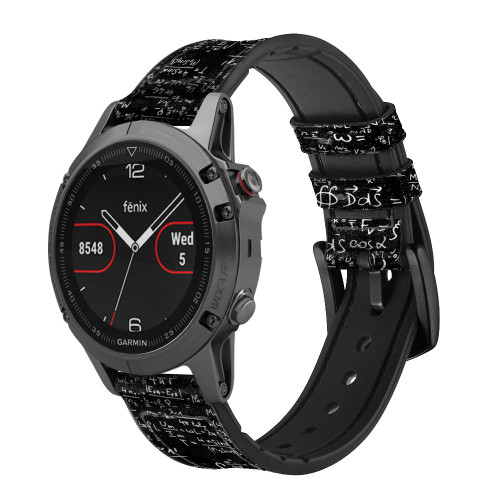 CA0376 Mathématiques Physique Noirboard équation Bracelet de montre intelligente en silicone et cuir pour Garmin Smartwatch