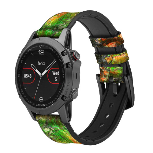 CA0411 ammonite Fossile Bracelet de montre intelligente en silicone et cuir pour Garmin Smartwatch