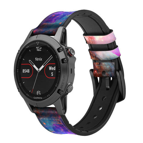 CA0504 Nébuleuse d'Orion M42 Bracelet de montre intelligente en silicone et cuir pour Garmin Smartwatch