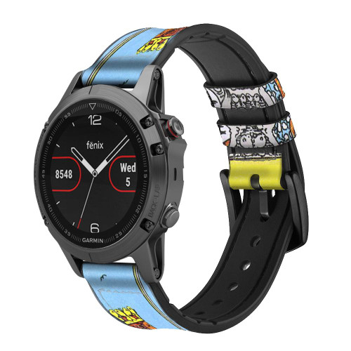 CA0564 Carte de tarot Reine des épées Bracelet de montre intelligente en silicone et cuir pour Garmin Smartwatch