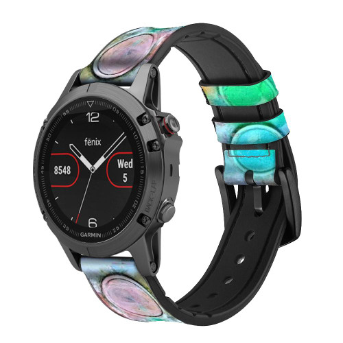 CA0627 Mélange aquarelle Bracelet de montre intelligente en silicone et cuir pour Garmin Smartwatch