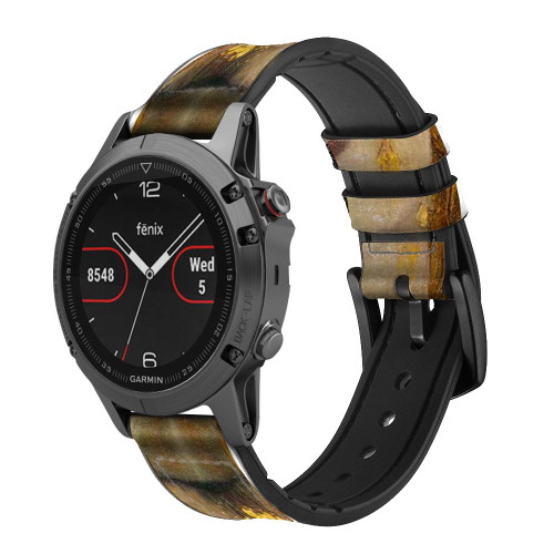 CA0662 Gustav Klimt d'or Larmes Bracelet de montre intelligente en silicone et cuir pour Garmin Smartwatch