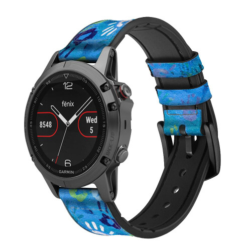 CA0706 Imprimer la main Bracelet de montre intelligente en silicone et cuir pour Garmin Smartwatch