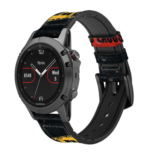 CA0786 Sans Peur Limités D'excuses Bracelet de montre intelligente en silicone et cuir pour Garmin Smartwatch