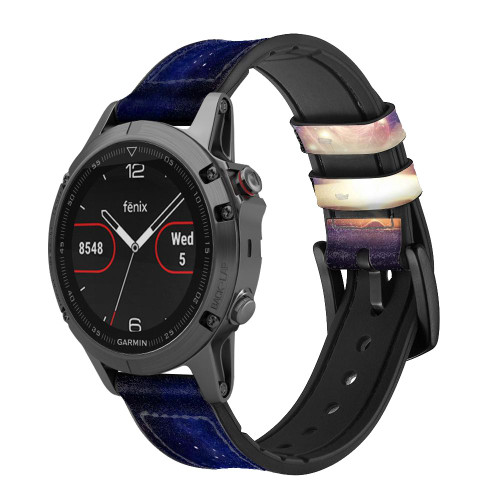 CA0835 Sortilège Livre Bracelet de montre intelligente en silicone et cuir pour Garmin Smartwatch