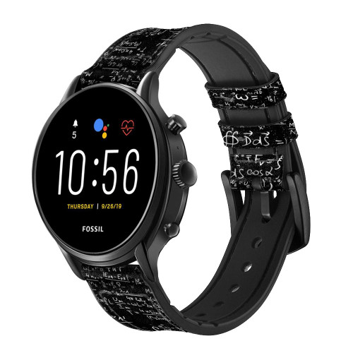 CA0376 Mathématiques Physique Noirboard équation Bracelet de montre intelligente en silicone et cuir pour Fossil Smartwatch