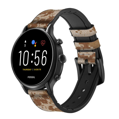 CA0517 Camo camouflage numérique Désert Bracelet de montre intelligente en silicone et cuir pour Fossil Smartwatch