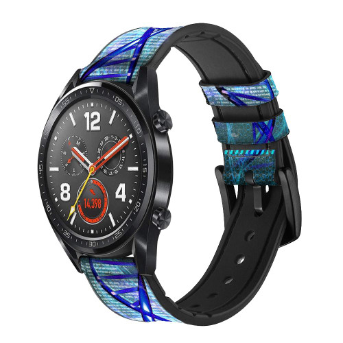 CA0085 ADN Bracelet de montre intelligente en silicone et cuir pour Wristwatch Smartwatch