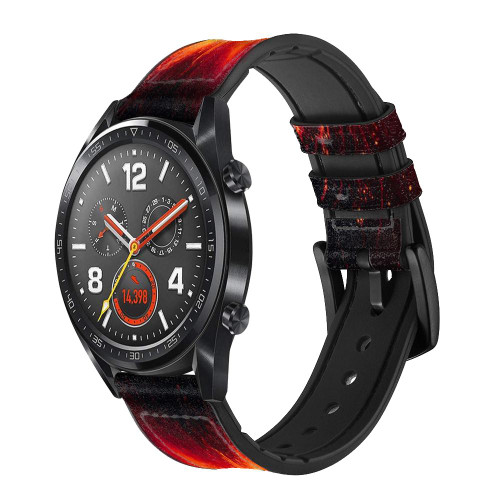 CA0091 Volcan Lave Bracelet de montre intelligente en silicone et cuir pour Wristwatch Smartwatch