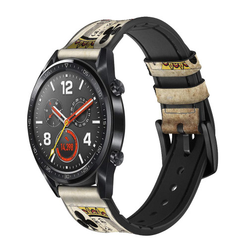 CA0362 Poker King Carte Bracelet de montre intelligente en silicone et cuir pour Wristwatch Smartwatch