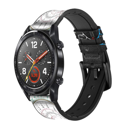 CA0391 Multimètre analogique imprimé graphique Bracelet de montre intelligente en silicone et cuir pour Wristwatch Smartwatch