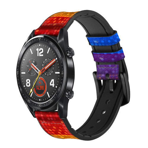 CA0404 Arc en ciel Fierté LGBT Drapeau Bracelet de montre intelligente en silicone et cuir pour Wristwatch Smartwatch