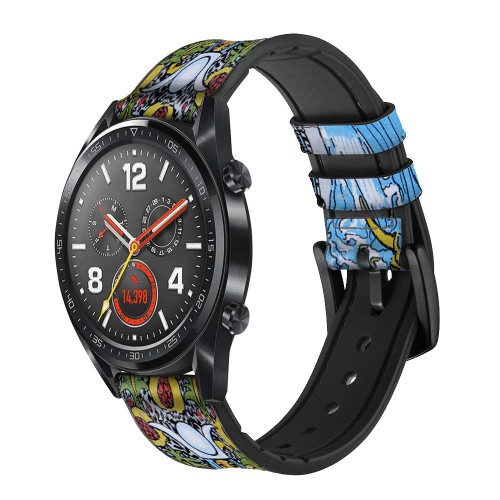 CA0431 Papesse carte de tarot Bracelet de montre intelligente en silicone et cuir pour Wristwatch Smartwatch