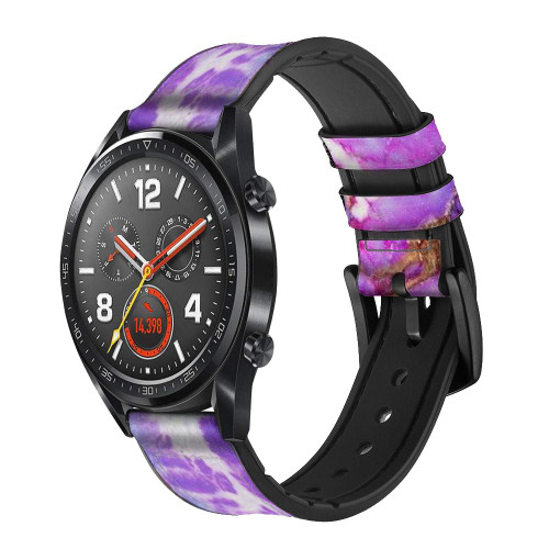 CA0500 Violet Turquoise Pierre Bracelet de montre intelligente en silicone et cuir pour Wristwatch Smartwatch