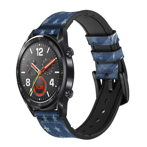 CA0747 Drapeau des États-Unis Statue de la Liberté Bracelet de montre intelligente en silicone et cuir pour Wristwatch Smartwatch