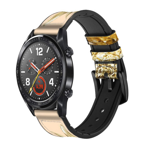 CA0784 ananas or Bracelet de montre intelligente en silicone et cuir pour Wristwatch Smartwatch