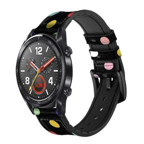 CA0816 Coloré à pois Bracelet de montre intelligente en silicone et cuir pour Wristwatch Smartwatch