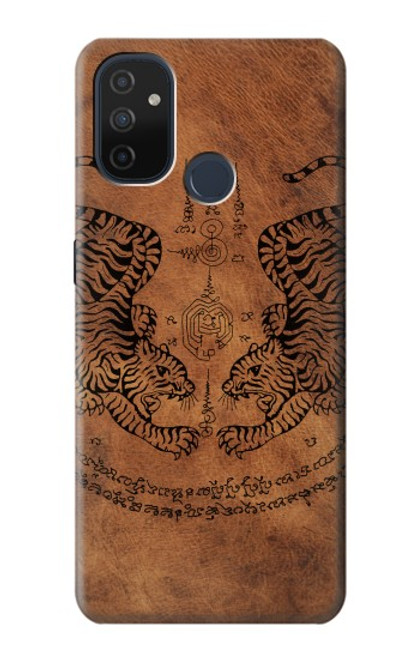 W3209 Sak Yant jumeau Tigre Etui Coque Housse et Flip Housse Cuir pour OnePlus Nord N100