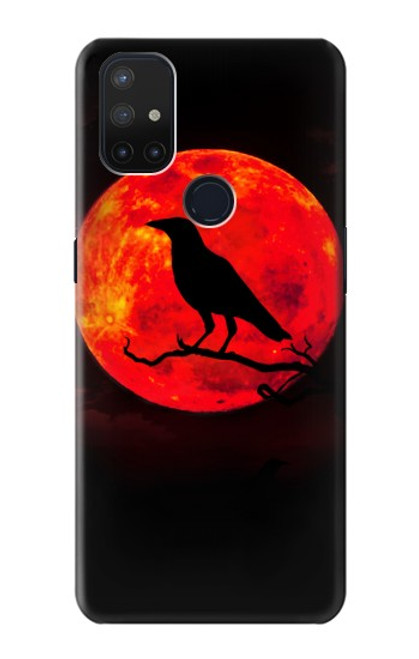 W3328 Corbeau Rouge Lune Etui Coque Housse et Flip Housse Cuir pour OnePlus Nord N10 5G