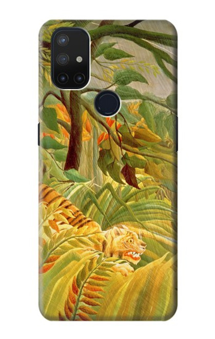 W3344 Henri Rousseau Tigre dans une tempête tropicale Etui Coque Housse et Flip Housse Cuir pour OnePlus Nord N10 5G