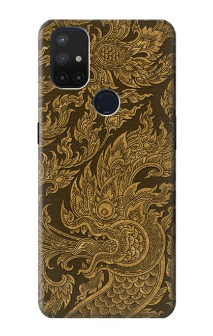 W3382 Art de la peinture thaïlandaise Naga Etui Coque Housse et Flip Housse Cuir pour OnePlus Nord N10 5G