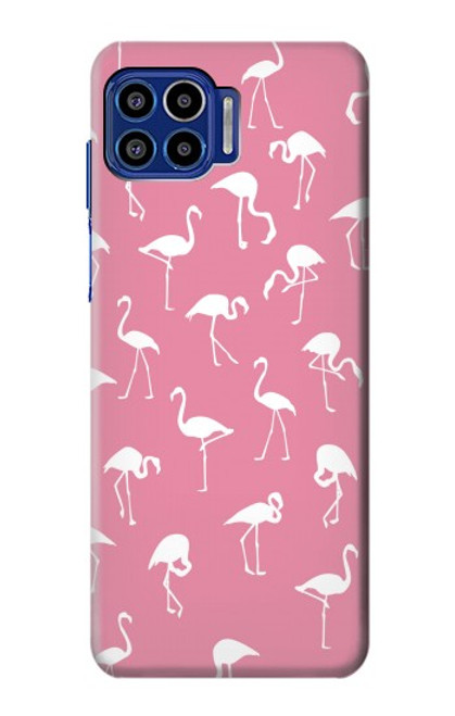 W2858 Motif Flamant rose Etui Coque Housse et Flip Housse Cuir pour Motorola One 5G