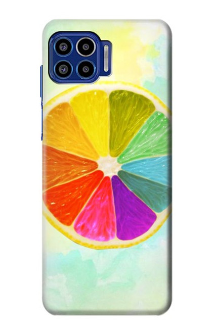 W3493 citron coloré Etui Coque Housse et Flip Housse Cuir pour Motorola One 5G