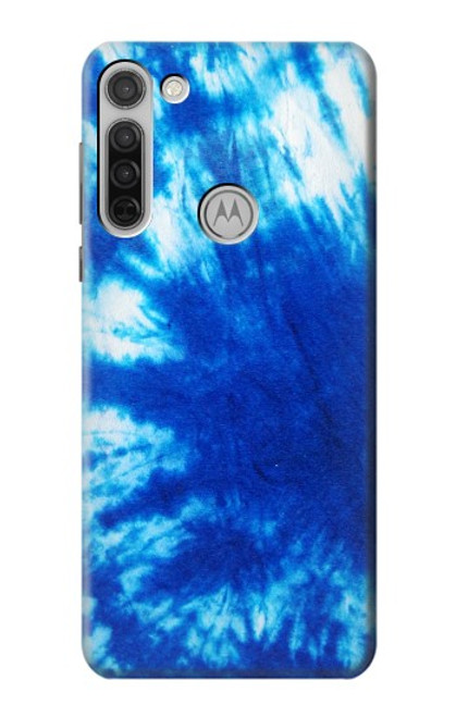 W1869 Tie Dye Bleu Etui Coque Housse et Flip Housse Cuir pour Motorola Moto G8