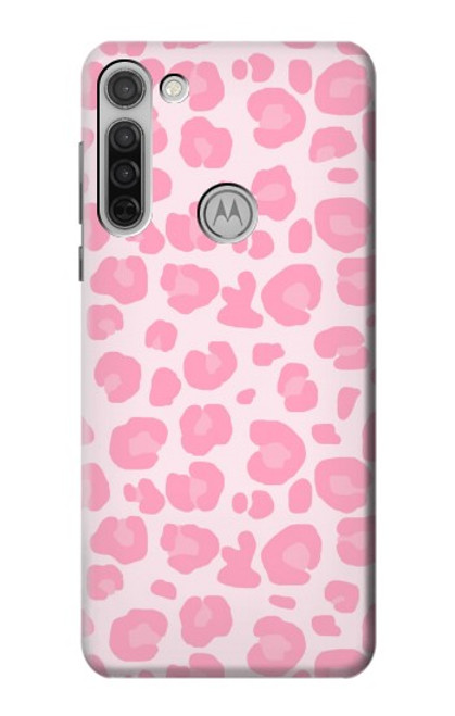 W2213 Motif rose Léopard Etui Coque Housse et Flip Housse Cuir pour Motorola Moto G8