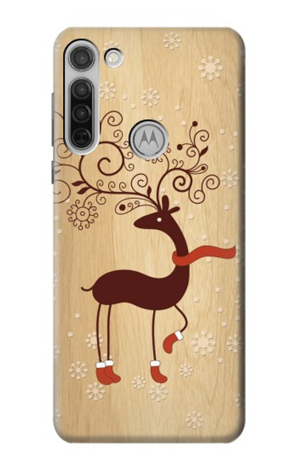 W3081 Bois Raindeer imprimé graphique Etui Coque Housse et Flip Housse Cuir pour Motorola Moto G8