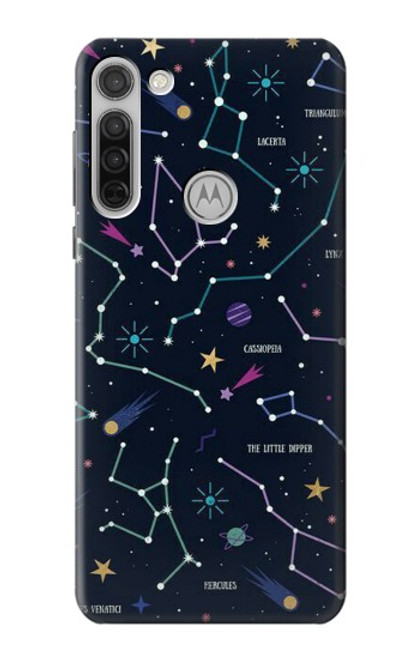 W3220 Carte Zodiaque étoiles Constellations Etui Coque Housse et Flip Housse Cuir pour Motorola Moto G8