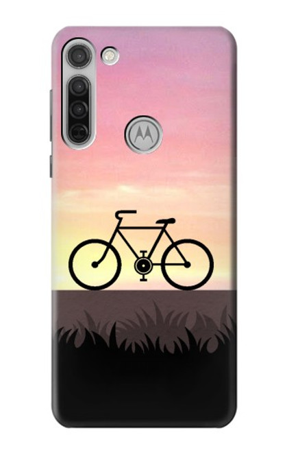 W3252 vélo Coucher de soleil Etui Coque Housse et Flip Housse Cuir pour Motorola Moto G8