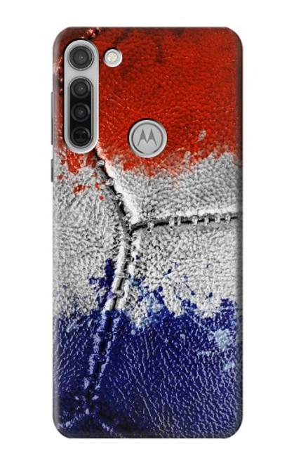 W3304 France Drapeau graphique Football Millésime Etui Coque Housse et Flip Housse Cuir pour Motorola Moto G8