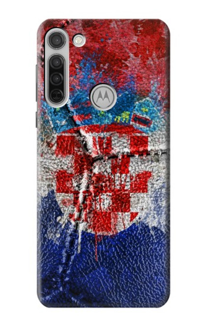 W3313 Croatie Drapeau graphique Football Millésime Etui Coque Housse et Flip Housse Cuir pour Motorola Moto G8