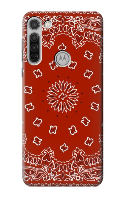 W3355 Motif Bandana Rouge Etui Coque Housse et Flip Housse Cuir pour Motorola Moto G8