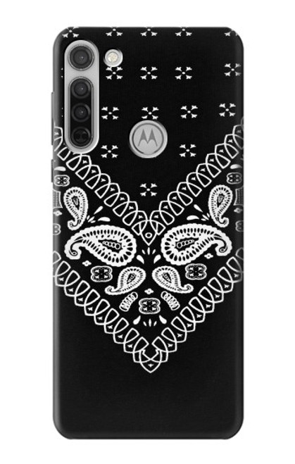 W3363 Motif Bandana Noir Etui Coque Housse et Flip Housse Cuir pour Motorola Moto G8