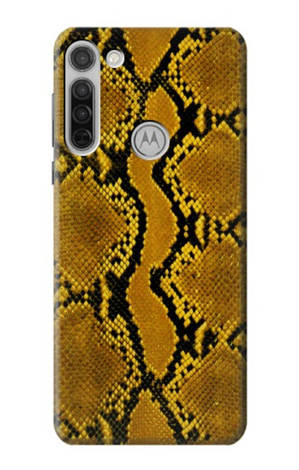 W3365 Python Imprimer Jaune graphique Peau Etui Coque Housse et Flip Housse Cuir pour Motorola Moto G8