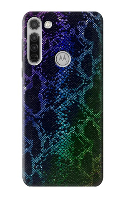 W3366 Arc en ciel Python graphique Imprimer Peau Etui Coque Housse et Flip Housse Cuir pour Motorola Moto G8