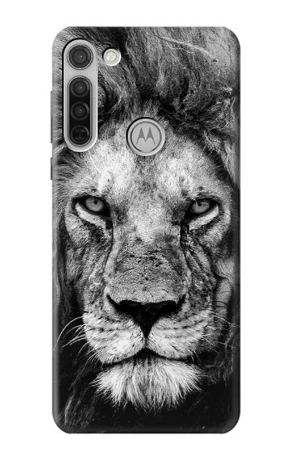 W3372 Lion Visage Etui Coque Housse et Flip Housse Cuir pour Motorola Moto G8