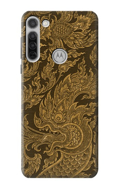 W3382 Art de la peinture thaïlandaise Naga Etui Coque Housse et Flip Housse Cuir pour Motorola Moto G8