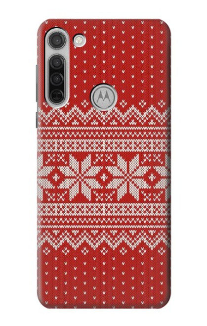 W3384 Motif d'hiver sans couture tricot Etui Coque Housse et Flip Housse Cuir pour Motorola Moto G8