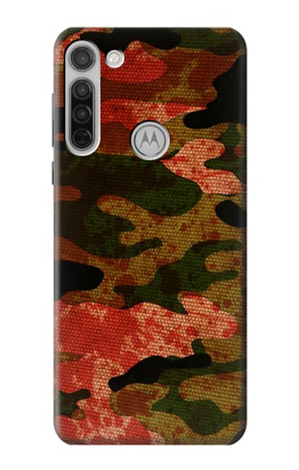 W3393 Camouflage sang Splatter Etui Coque Housse et Flip Housse Cuir pour Motorola Moto G8