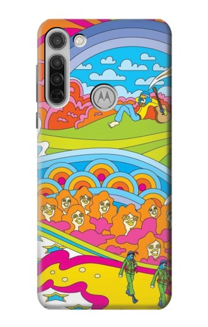 W3407 hippie Art Etui Coque Housse et Flip Housse Cuir pour Motorola Moto G8