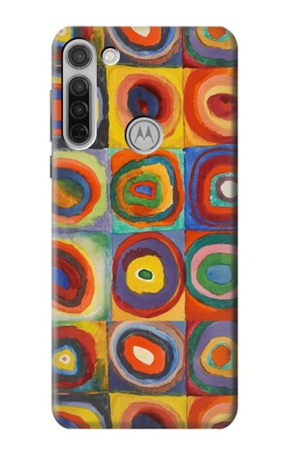 W3409 Carrés cercles concentriques Etui Coque Housse et Flip Housse Cuir pour Motorola Moto G8