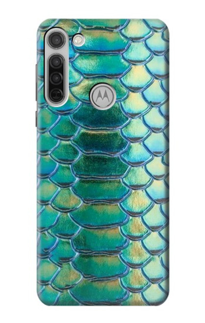 W3414 Vert Serpent Échelle graphique Imprimer Etui Coque Housse et Flip Housse Cuir pour Motorola Moto G8